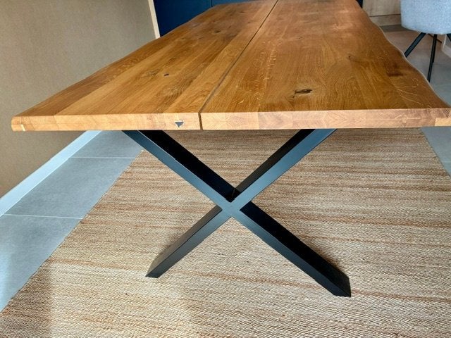 moderne massief natuureikeneiken eettafel, Huis en Inrichting, Ophalen