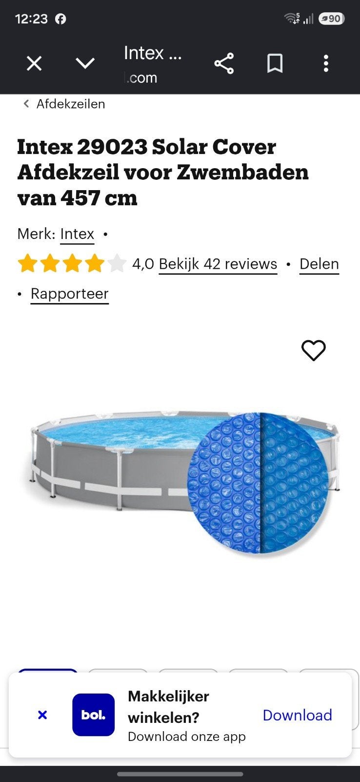 Solar noppenfolie voor rond zwembad 457cm., Tuin en Terras, Ophalen, Rond