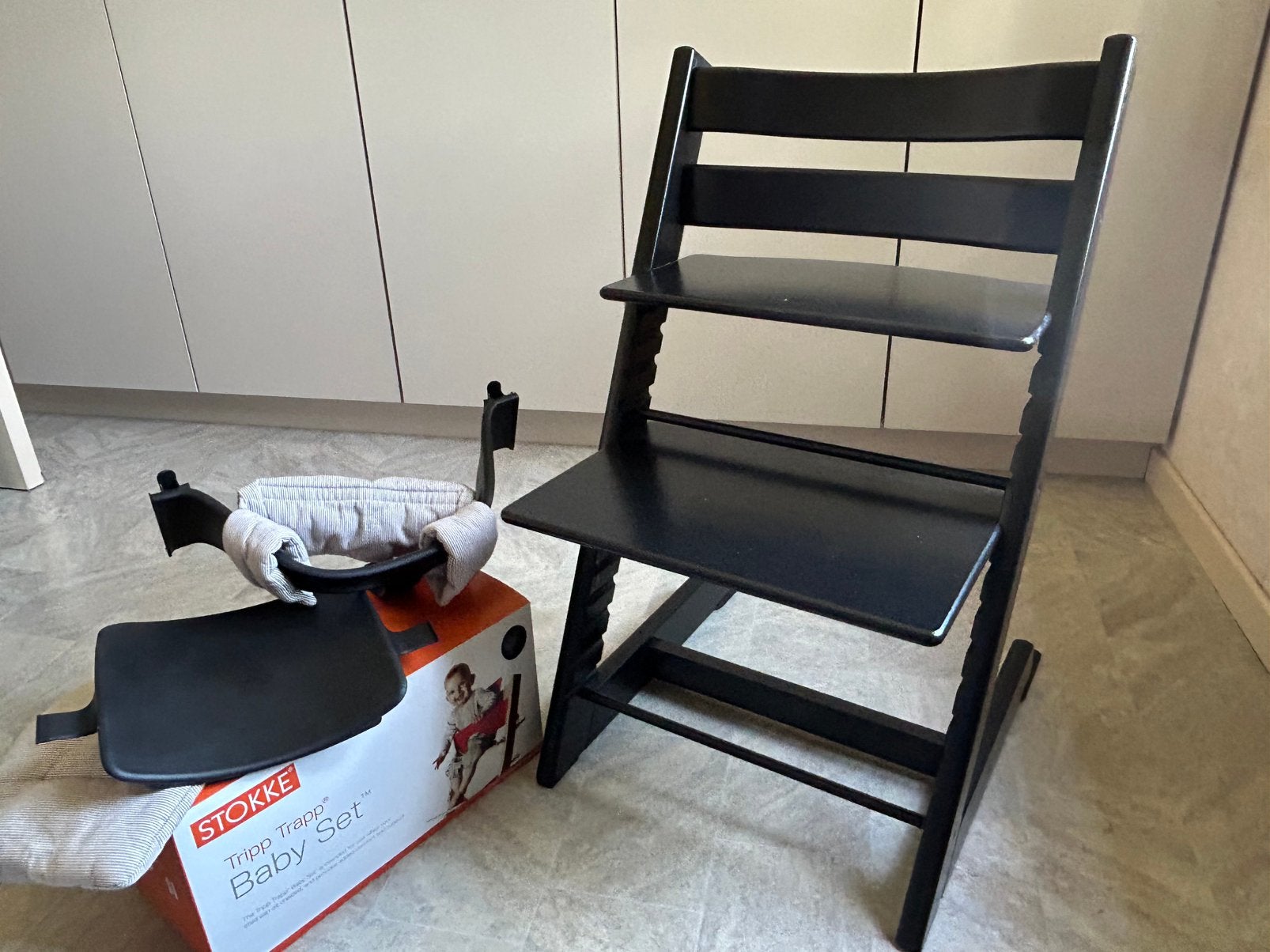 Tripp Trapp Stokke zwart, Ophalen, Zo goed als nieuw