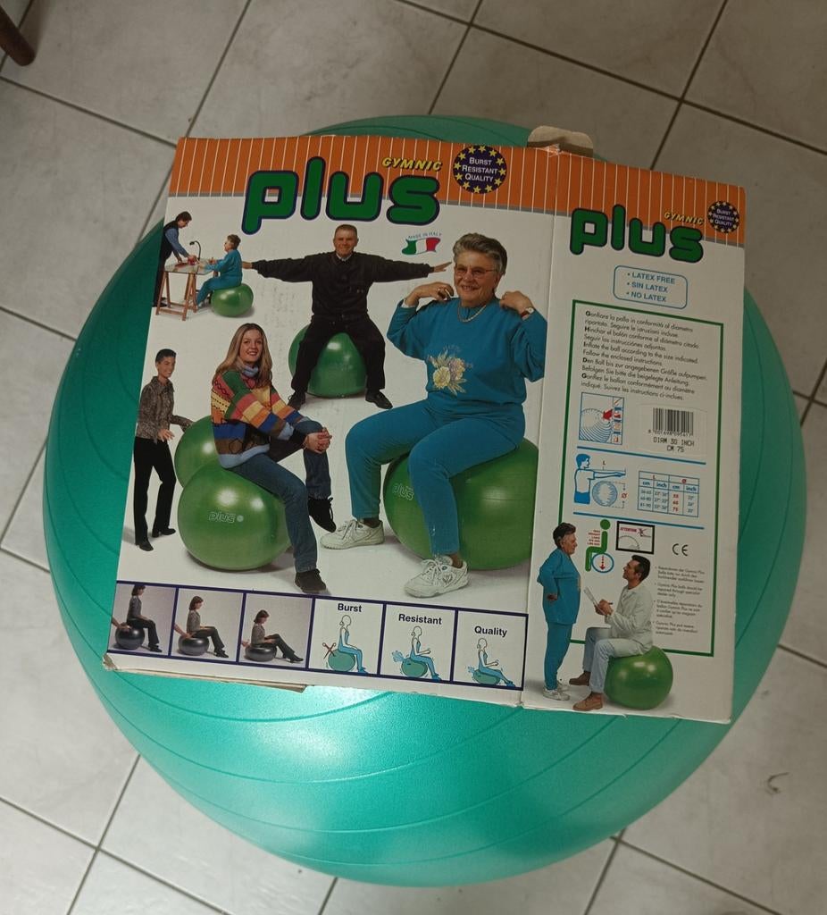 Zitbal pilates fitness bal - Gymnic Plus 75 cm GROEN, Sport en Fitness, Ophalen