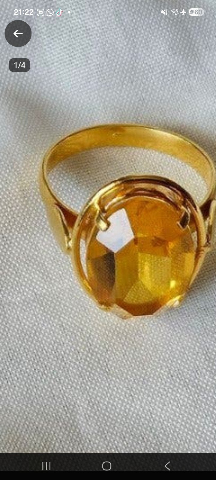 bague ancienne arjent solide pierre vreu citron, Enlèvement ou Envoi