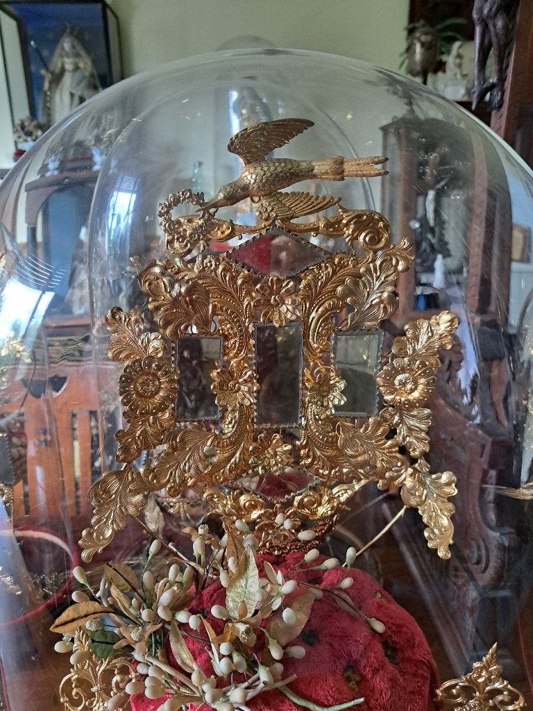 Lot 6 Stolpen Glazen Bruidsstolp Met Goud Verguld Vogels, Glas, Ophalen, Gebruikt, Handgemaakt