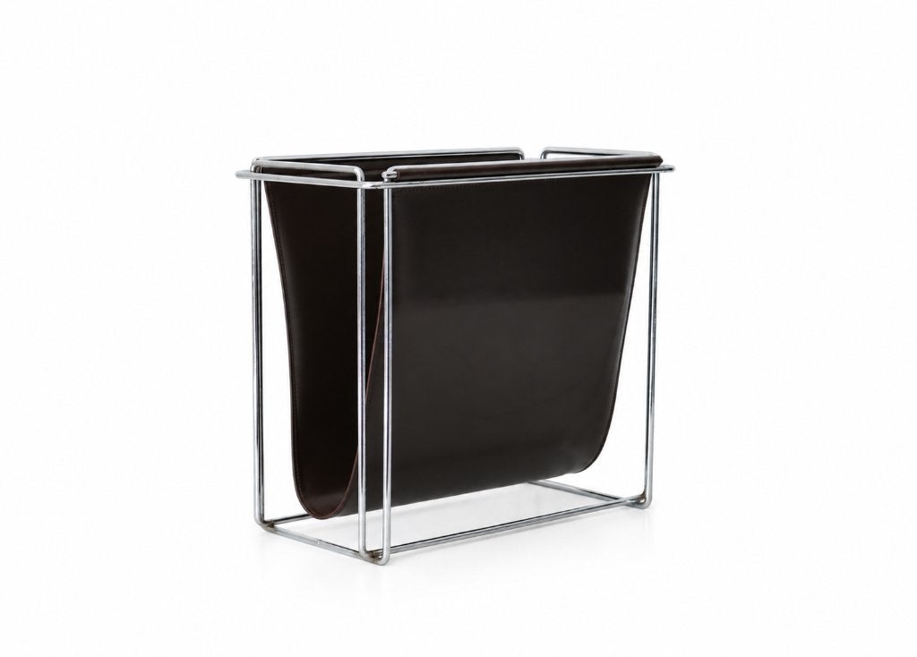 Vintage MAGAZINE RACK STORAGE BOX MAX SAUZE FRANCE 1970, Ophalen of Verzenden, Zo goed als nieuw, Vintage, Leer