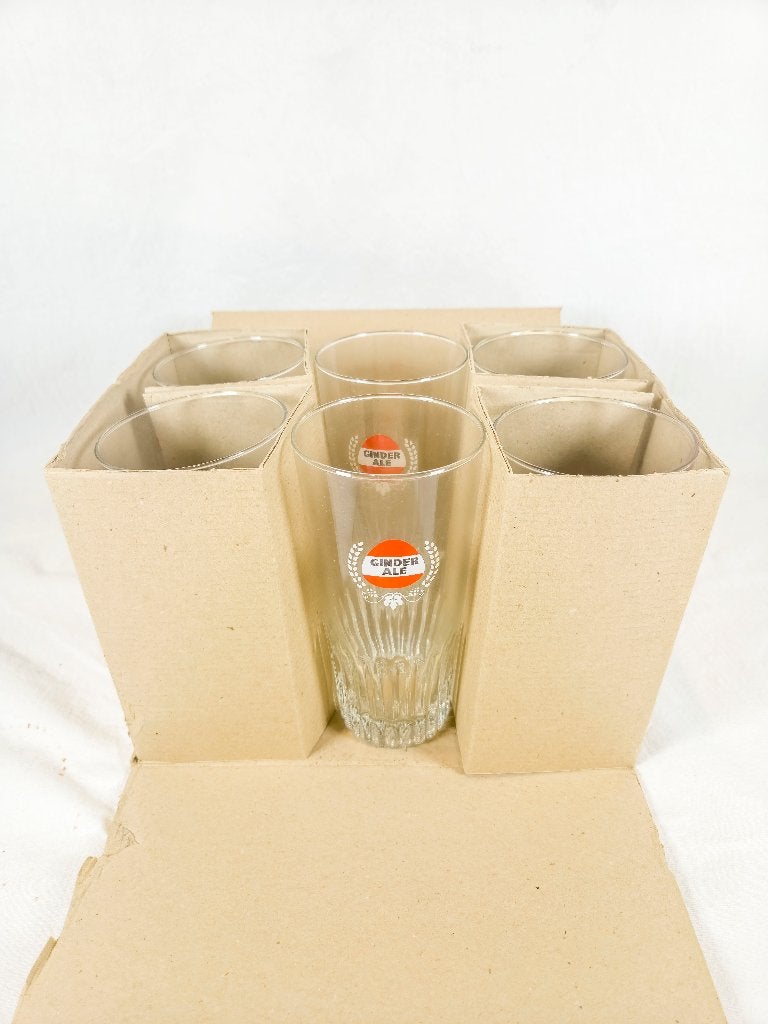 Set van 6 Ginder Ale Glazen – Vintage / Retro, Verzamelen, Ophalen, Nieuw, Bierglas