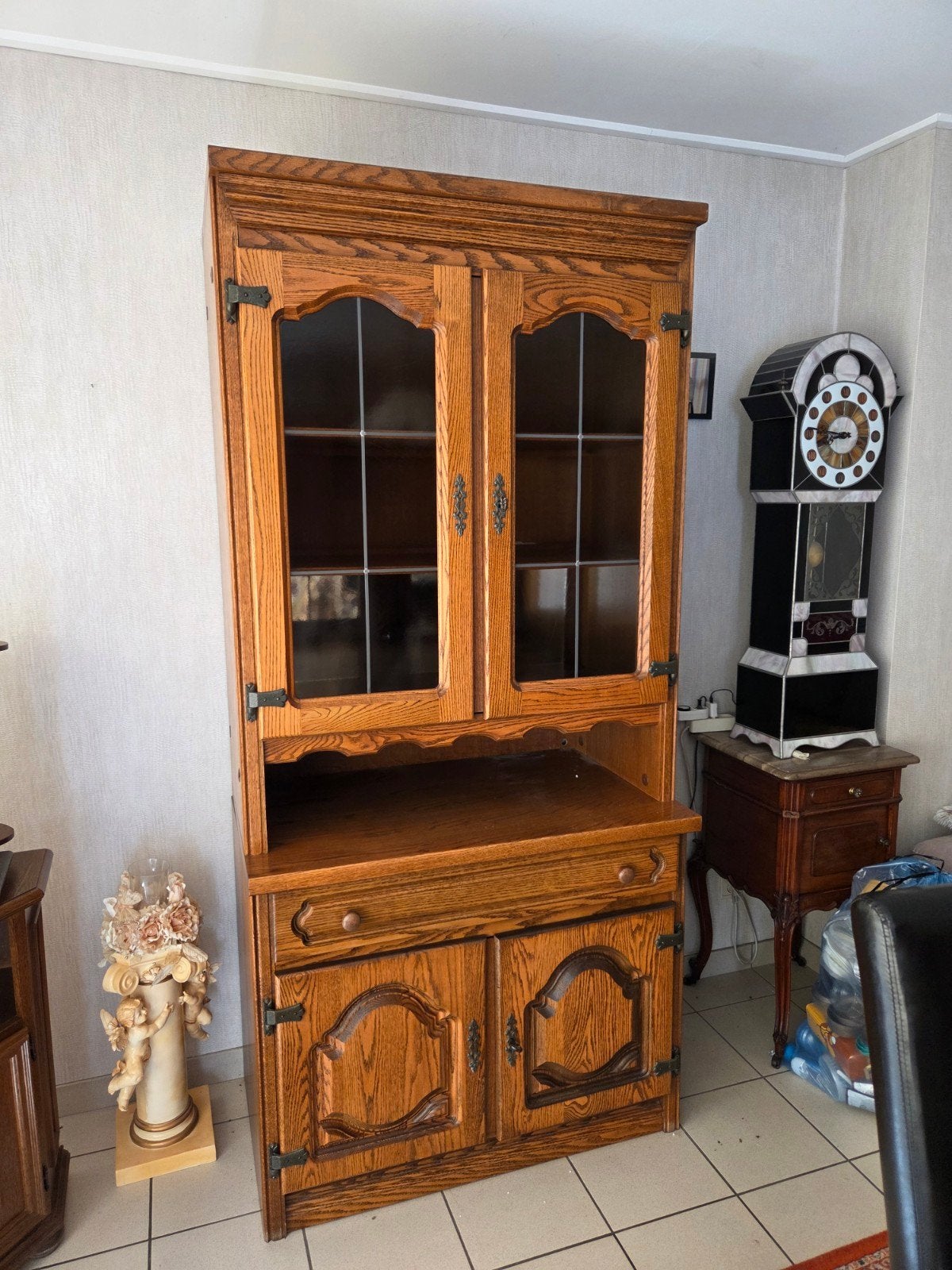 Eiken wandmeubel en slaapkamer, Ophalen, Gebruikt, Eikenhout, Met lade(s)