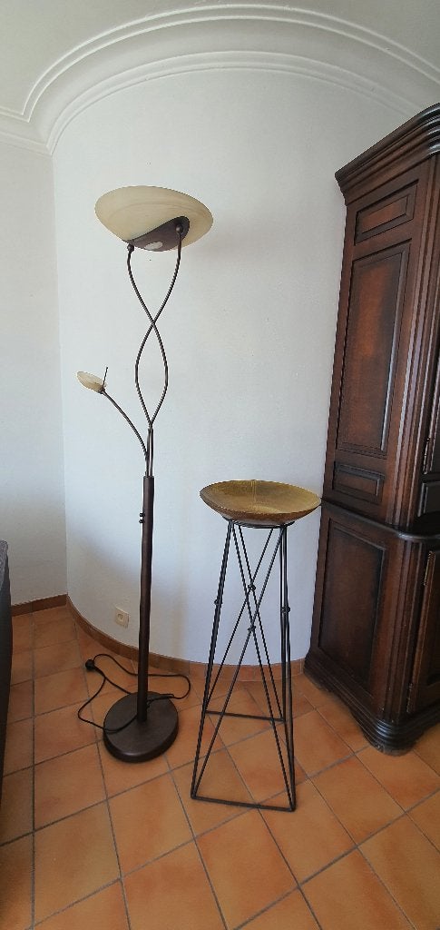 Uplighter staande lamp en leeslamp, Ophalen, Klassiek, sfeervol, gezellig, functioneel, Zo goed als nieuw, Glas