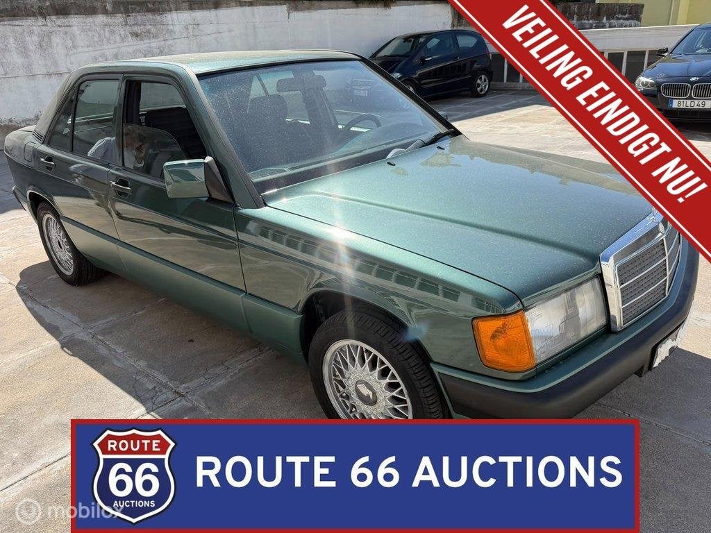 Mercedes-Benz 190 E 1.8 | 1992 | Route 66 Auctions, Auto's, Zwart, Mercedes-Benz, Bedrijf, Handgeschakeld
