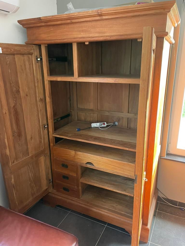 Meuble bureau pc teack, Huis en Inrichting, Kasten | Computermeubels, Teakhout, Ophalen