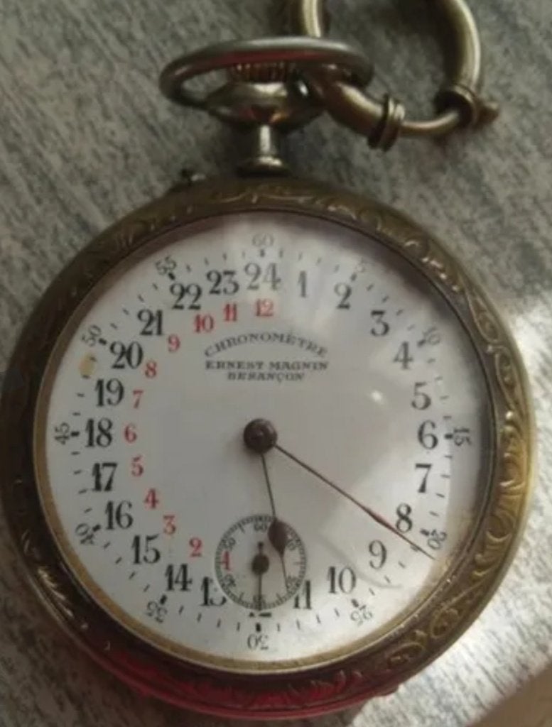 MONTRE À GOUSSET en ARGENT ERNEST MAGNIN et SA CHAÎNE, Bijoux, Sacs & Beauté, Enlèvement ou Envoi, Argent, Avec chaîne, 1900 à 1930