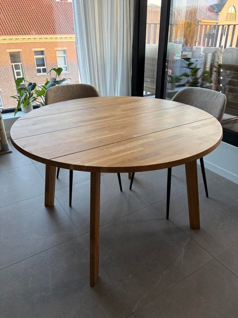 WOOOD Disc Eettafel Ø120 Eiken, Huis en Inrichting, Tafels | Eettafels, Ophalen, Zo goed als nieuw