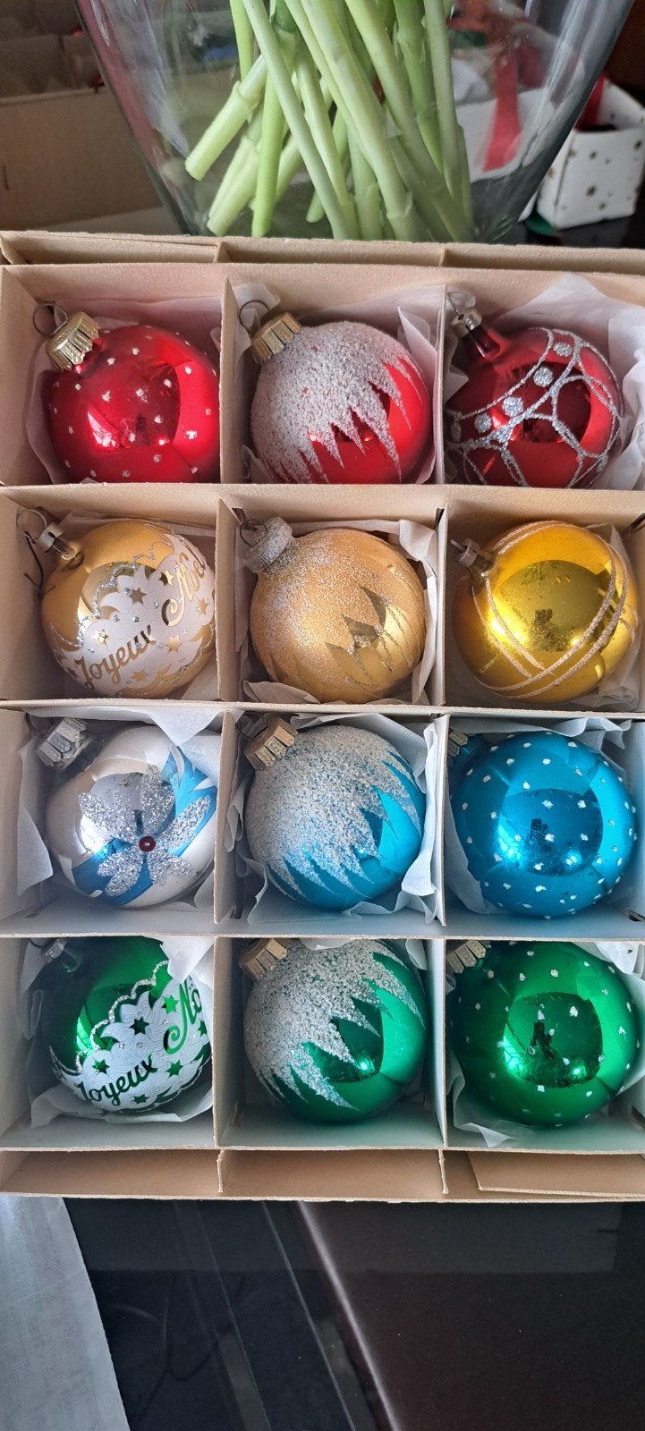 12 vintage kerstballen, Ophalen of Verzenden