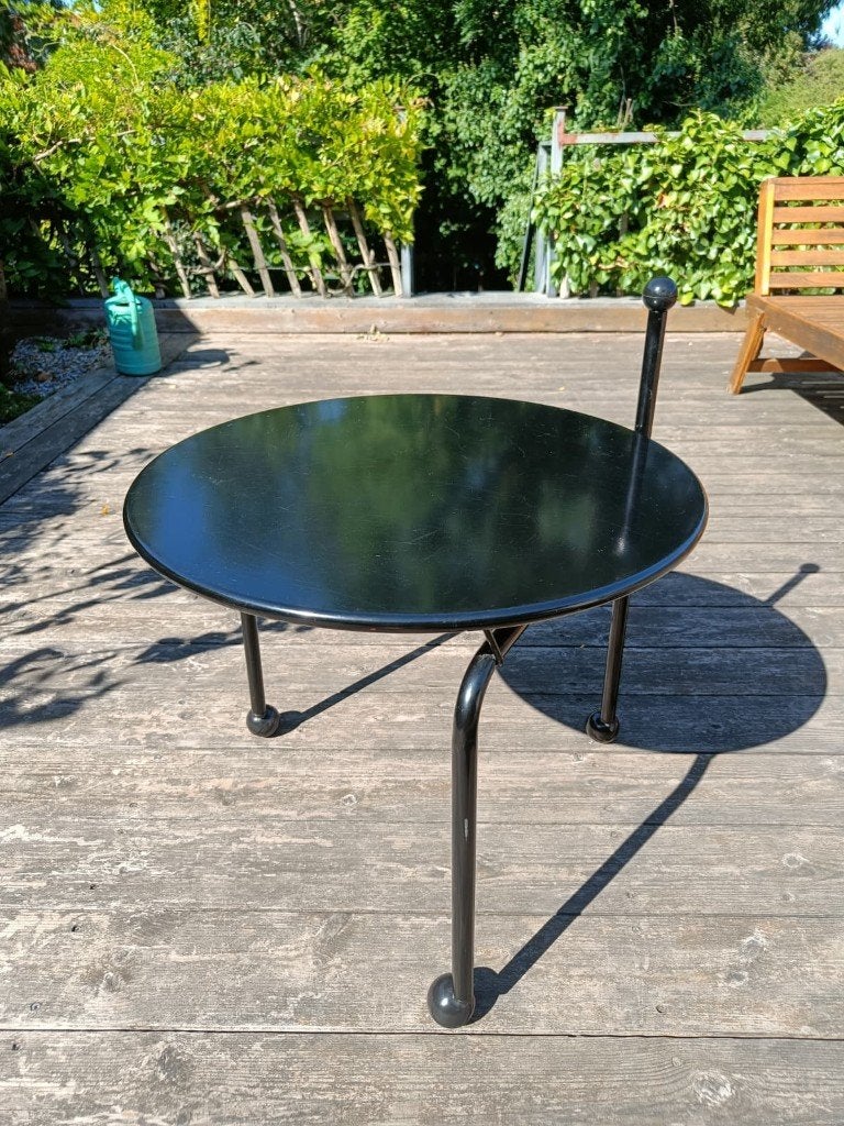 BOGEN salontafel Tord Björklund  trolley '80ies zwart, Huis en Inrichting, Ophalen, 50 tot 100 cm, Rond, Zo goed als nieuw