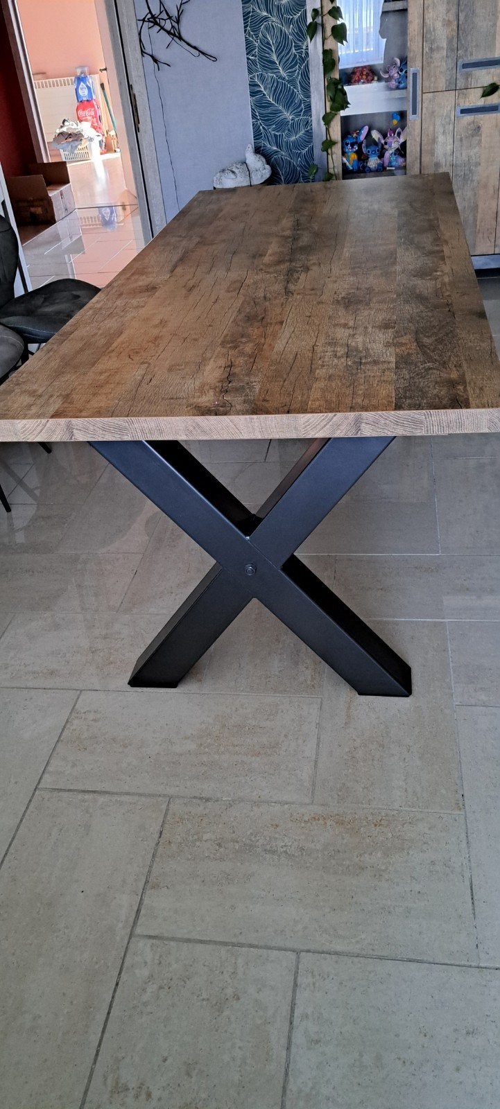 eettafel 100 x220 cm. poten metaal antracietgrijs, Ophalen, Metaal
