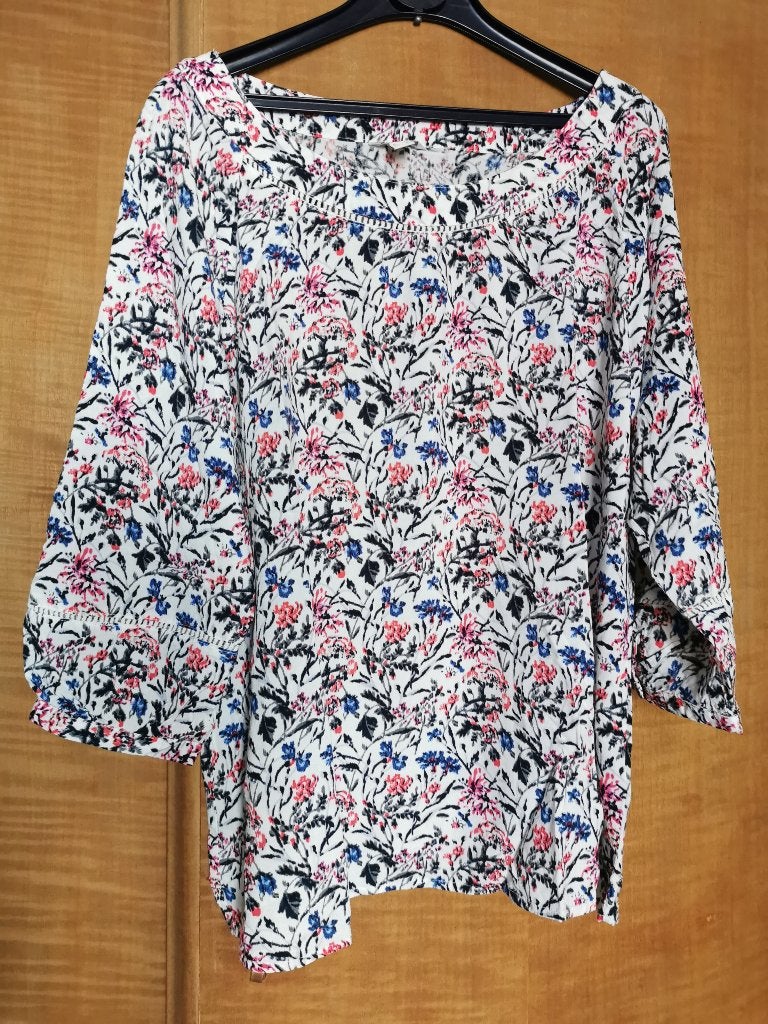 Bloes Esprit maat 42 wit met kleurrijke bloemenprint, Vêtements | Femmes, Taille 42/44 (L), Enlèvement ou Envoi, Comme neuf, Blanc