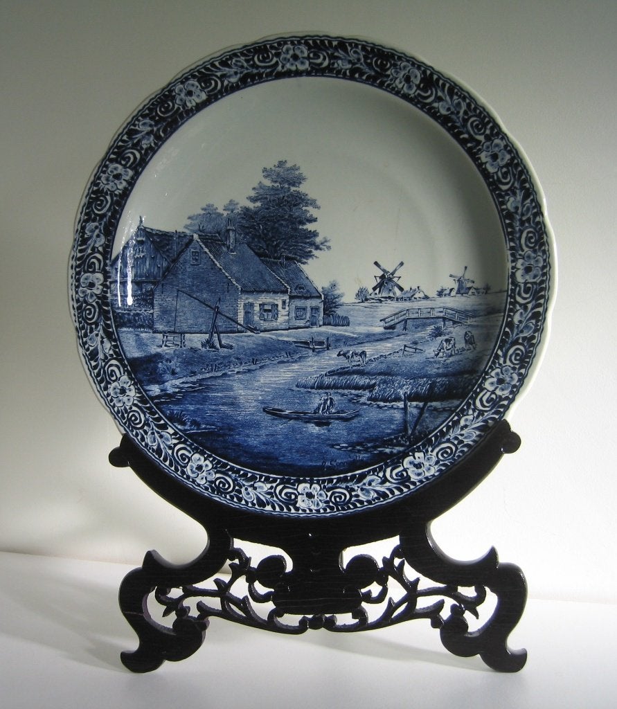 Delfts-blauw bord op staander  -  8100, Ophalen