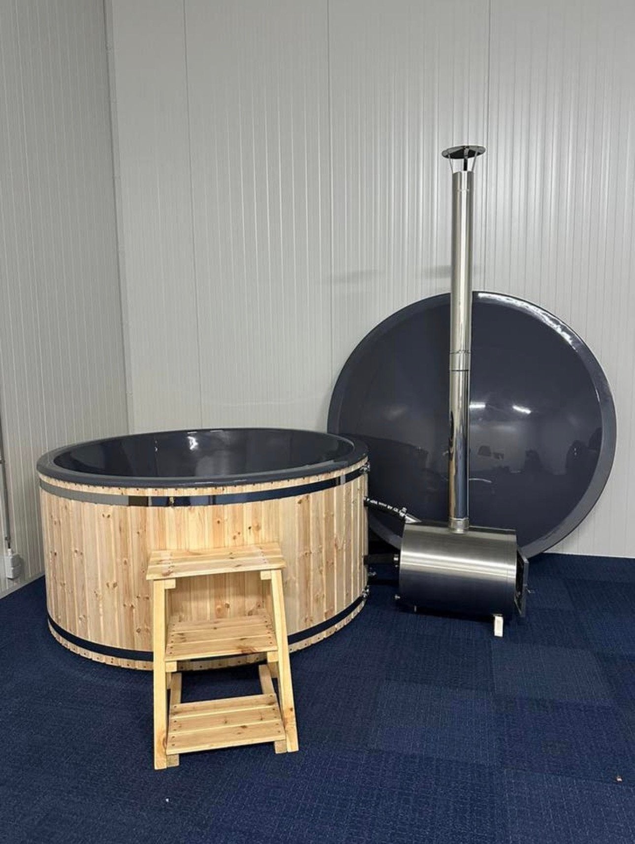 MEGA KNALLER Luxe hottub compleet hout gestookt, Ophalen of Verzenden, Nieuw, Trap