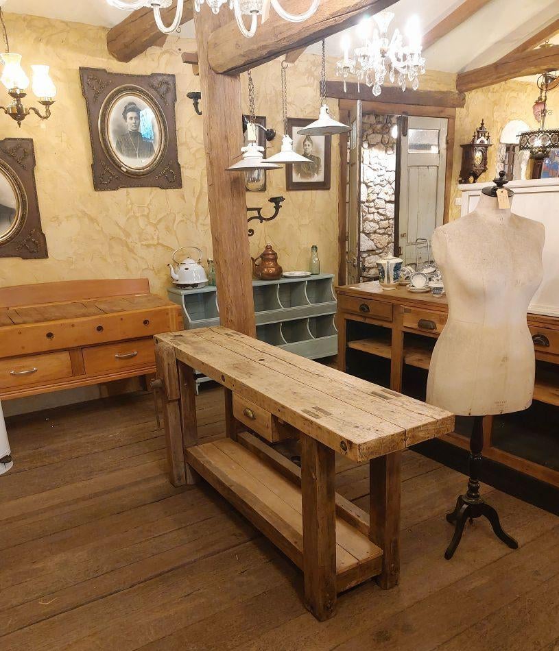 oude werkbank  oude werktafel  sidetable, Antiek en Kunst, Ophalen
