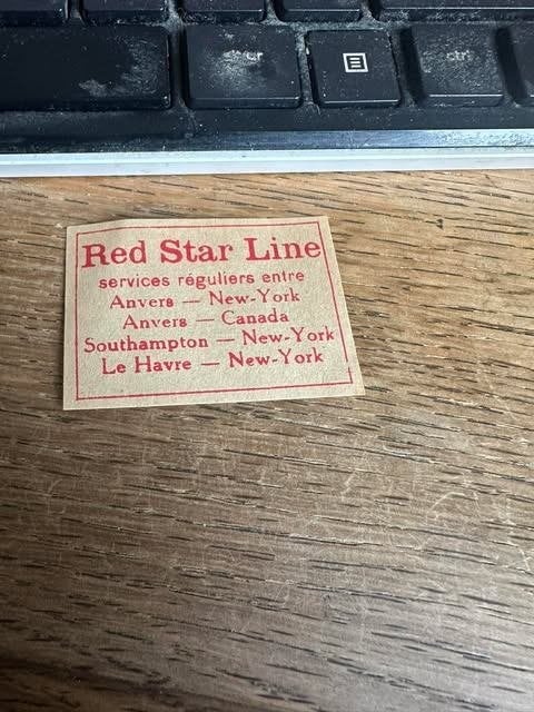 Étiquette de boîte d'allumettes Red Star Line, Neuf, Boîtes ou marques d'allumettes, Red star line, Enlèvement ou Envoi