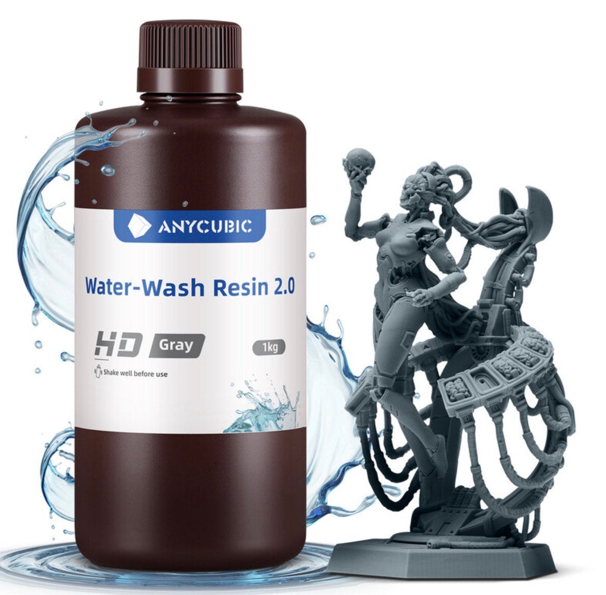Bidon 1kg Résine Anycubic Water Washable 2.0 HD Gris (Neuf), Enlèvement ou Envoi, Neuf, Gris
