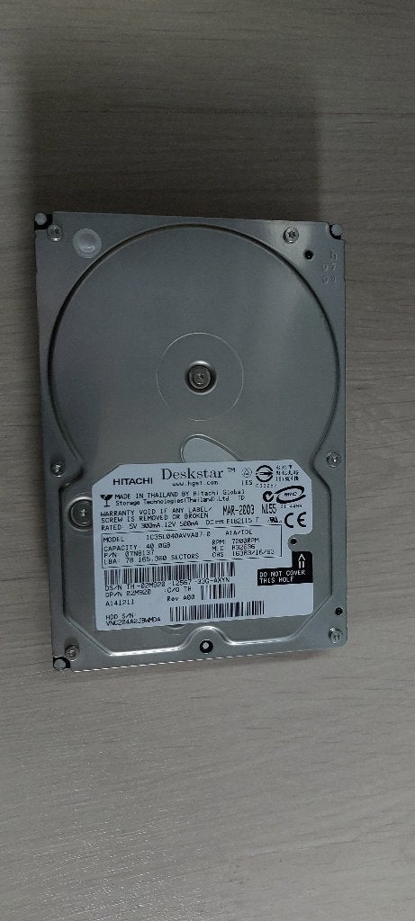 HDD 3.5 Hitachi 40 GB IDE - IC35L040AVVA07-0, Computers en Software, Intern, Gebruikt, HDD, Desktop