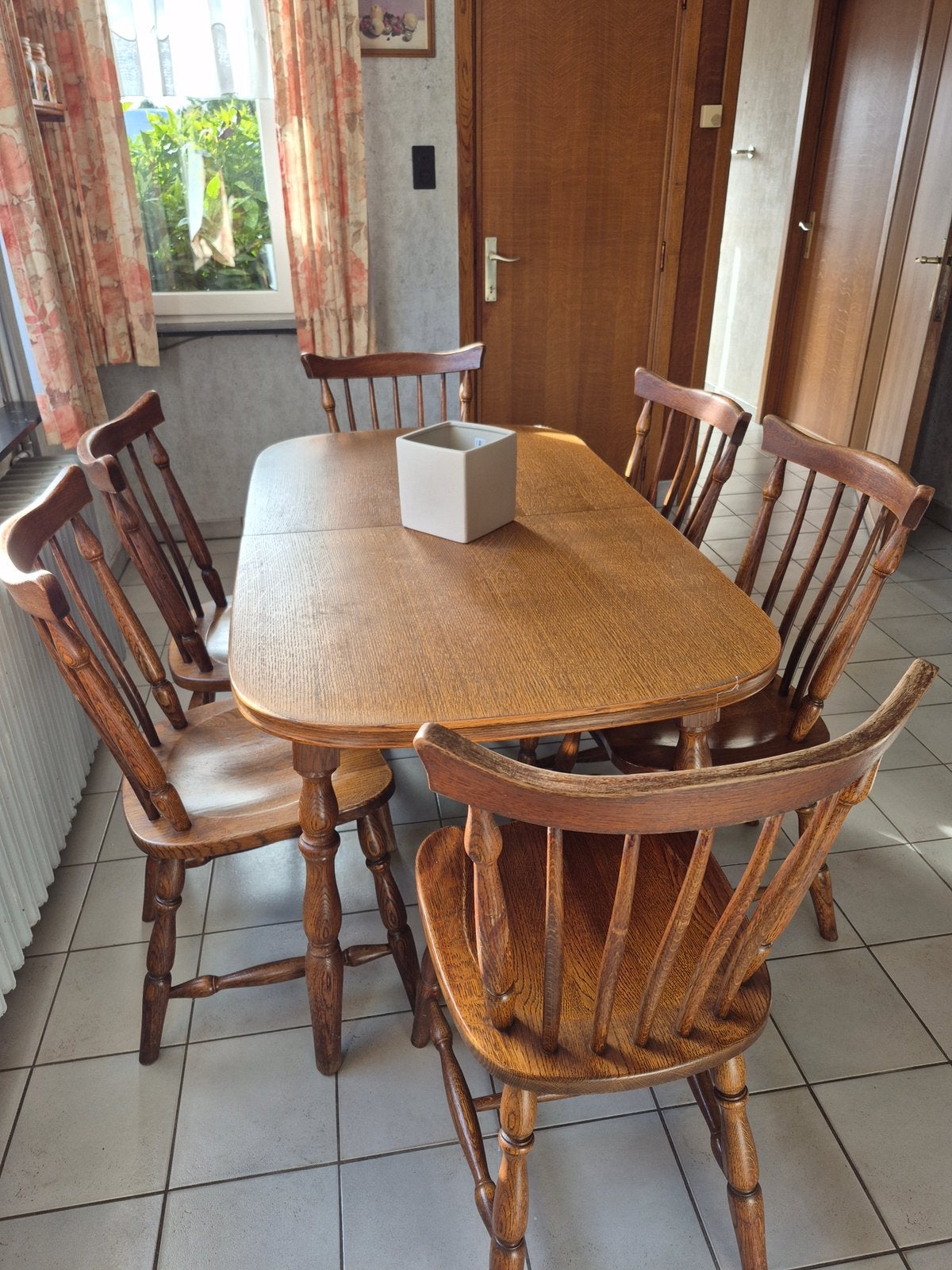 Eiken keukentafel met 6 stoelen, Enlèvement, Utilisé