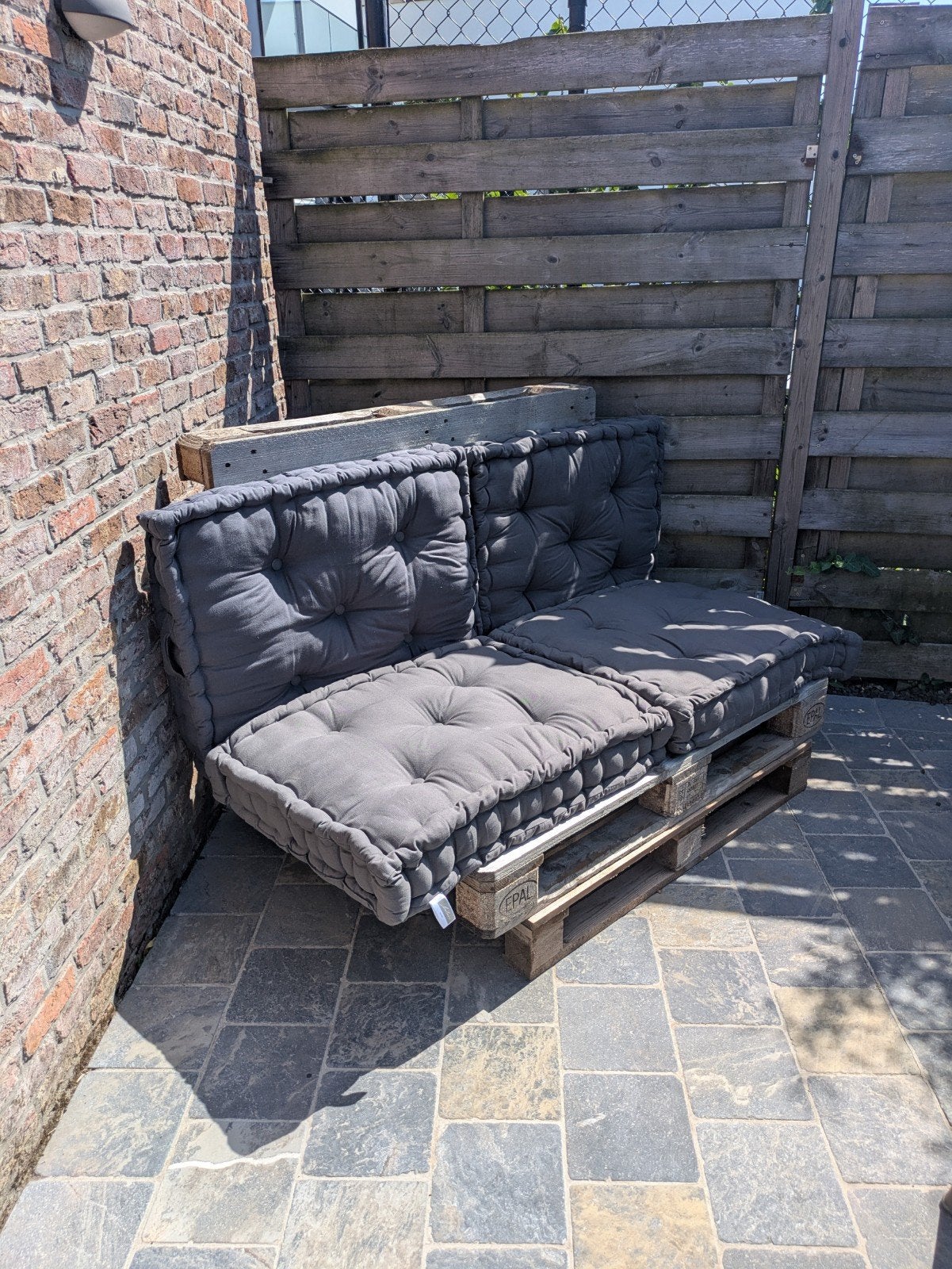 Palletlounge met kussens, Ophalen