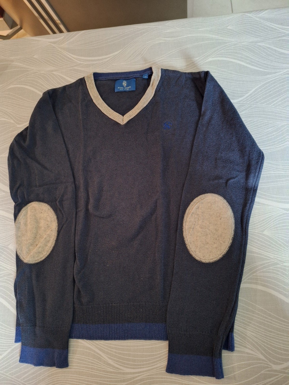 Mooie donkerblauwe pull Scapa Sports maat 12 jaar, Trui of Vest, Ophalen of Verzenden, Zo goed als nieuw, SCAPA SPORTS.