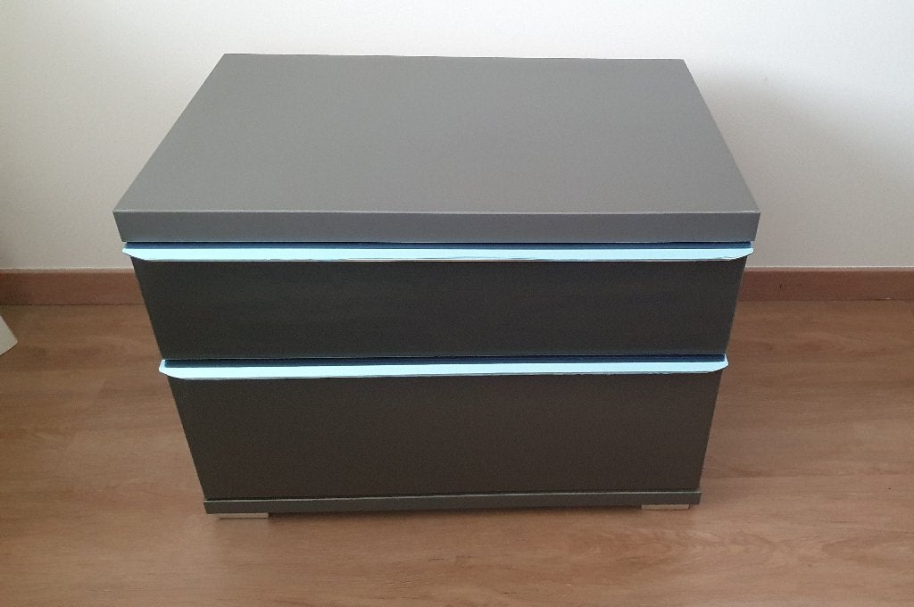 Lot de 2 tables de chevet Sinfonie Plus Anthracite & Chrome, Comme neuf, Enlèvement, Bois, 45 à 65 cm