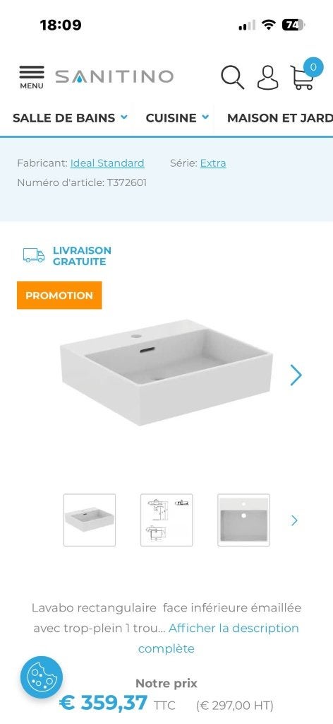 Lavabo à poser sur meuble ou accrocher (dispo à Nivelles), Neuf, Pierre, Enlèvement, Lavabo