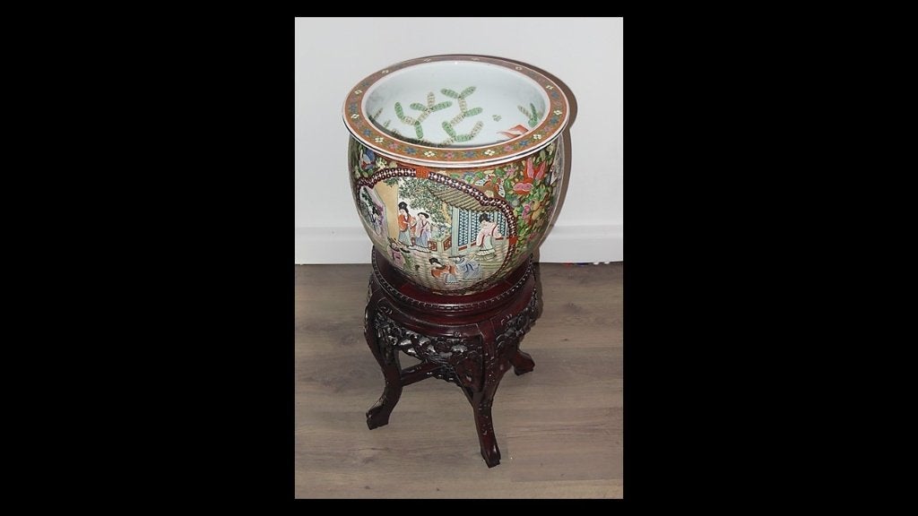 Grote Chinese porceleinen vissenkom ( jardinière ), Ophalen