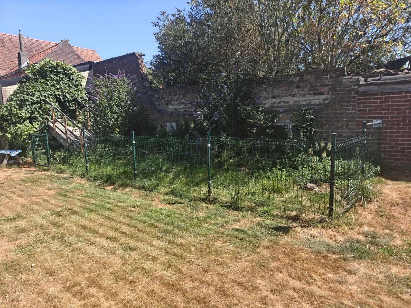 Groene tuinafsluiting en poortje, Tuin en Terras, Gaas en Draad, Ophalen, Gebruikt