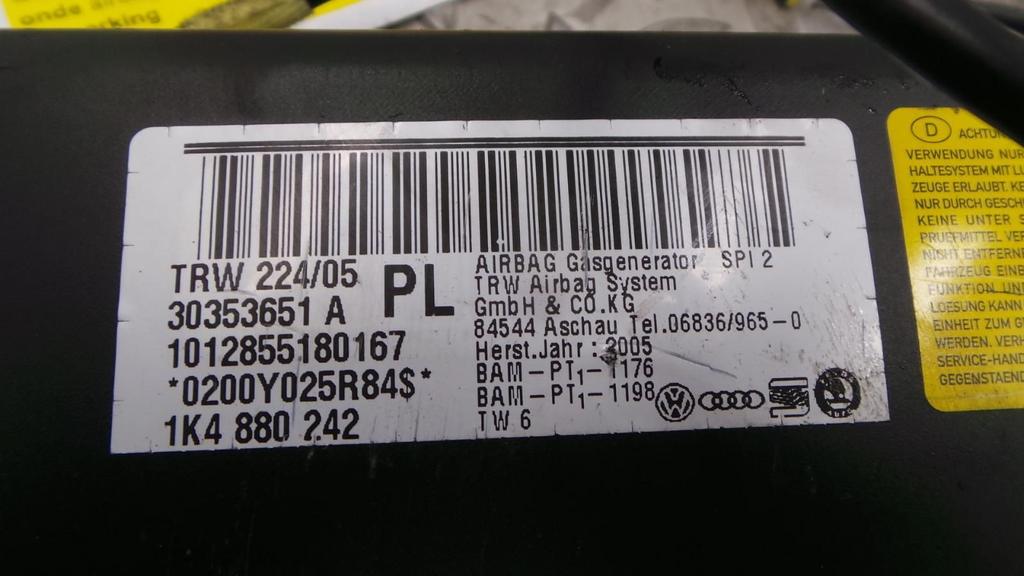 VOLKSWAGEN GOLF PLUS TDI 66 KW AIRBAG RECHTS 2005, Auto-onderdelen, Ophalen of Verzenden, Gebruikt, Stiba lid