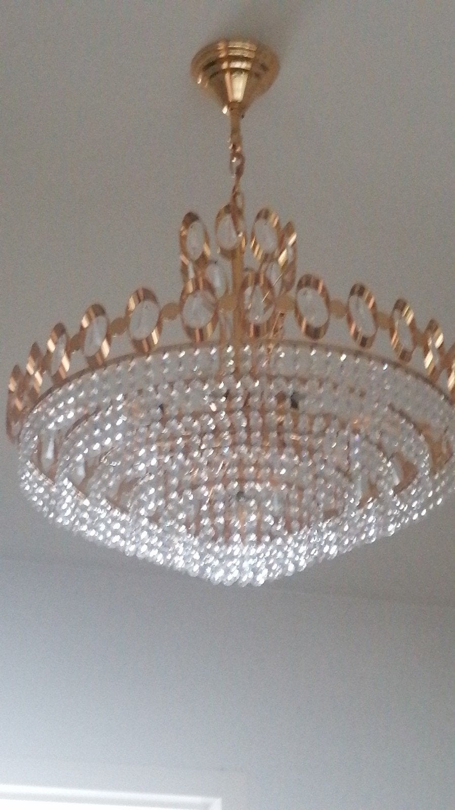 lustre en cristal avec 9 points d'éclairage, Maison & Meubles, Enlèvement, Comme neuf