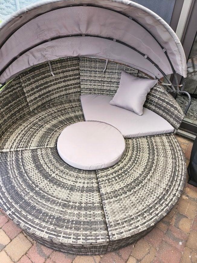 Zonne eiland compleet met kussenset!, Jardin & Terrasse, Chaises de jardin, Enlèvement, Utilisé, Osier
