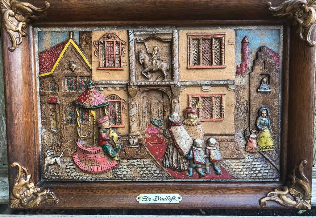 Leuk reliëf schilderij in goede staat, Antiek en Kunst, Curiosa en Brocante, Ophalen of Verzenden