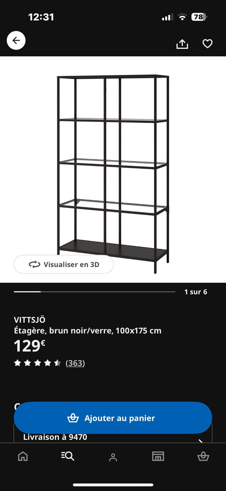 Etagere en verre IKEA, Maison & Meubles, Enlèvement, Comme neuf