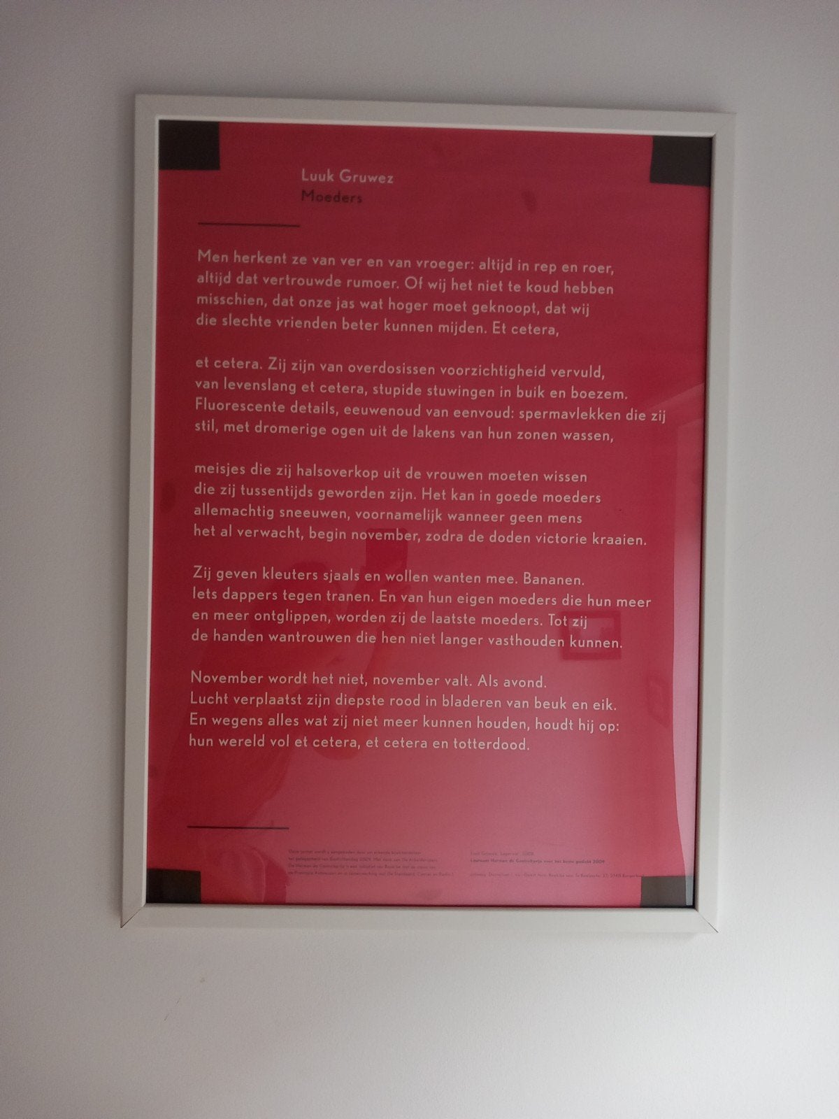 Posters met Gedichten (poëzie), Rectangulaire vertical, Avec cadre, Comme neuf, Enlèvement
