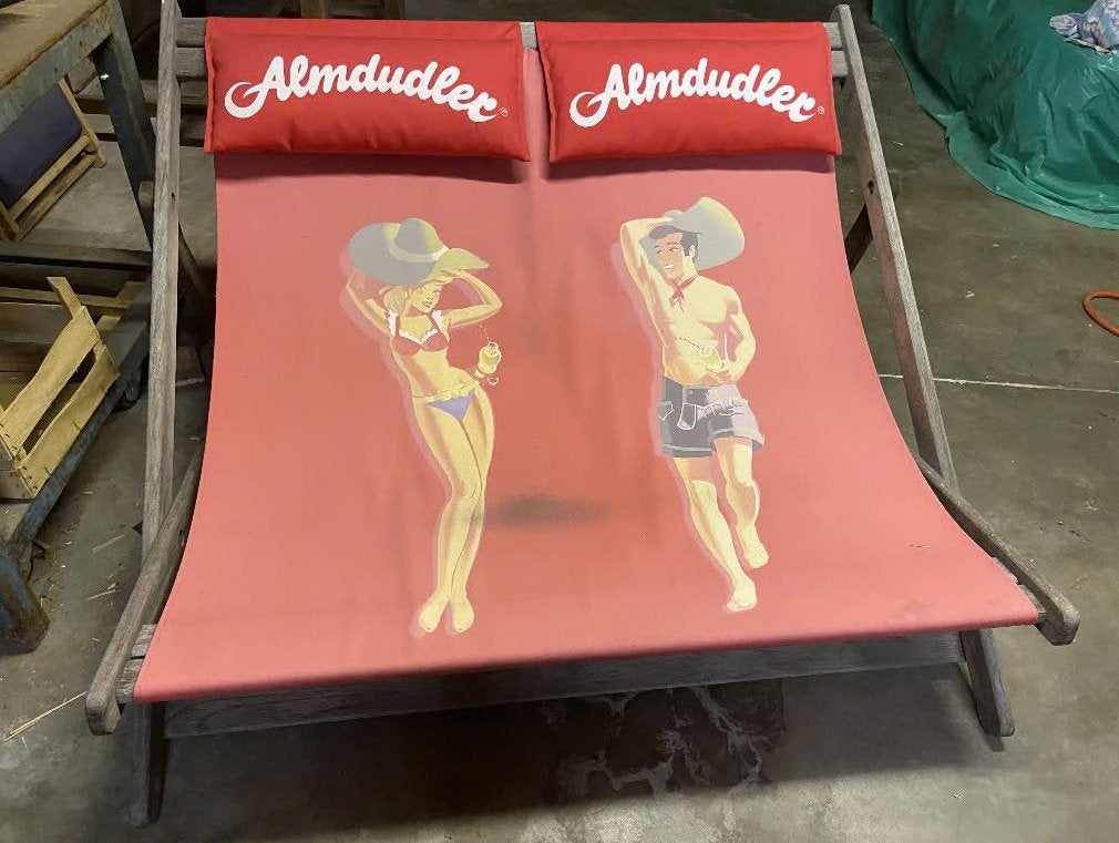 Almdudler dubbele strandstoel 2PERS, Ophalen, Gebruikt, Hout, Inklapbaar