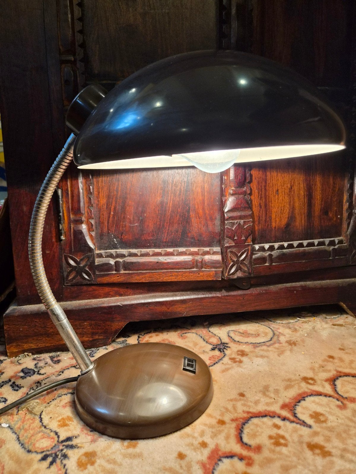 Vintage bureaulamp / tafellamp – bruin – retro design, ., Lampe de bureau, Enlèvement, .