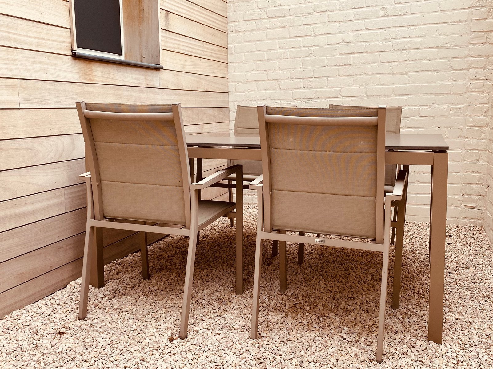 grijze tuinset, Ophalen, 4 zitplaatsen, Gebruikt, Aluminium