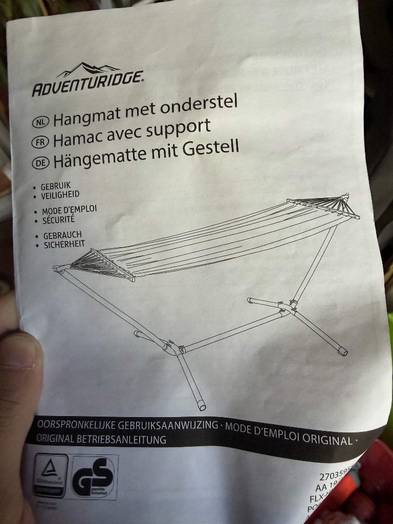 Hangmat tekoop, Tuin en Terras, Hangmatten, Ophalen, Zo goed als nieuw, Eenpersoons, Met standaard