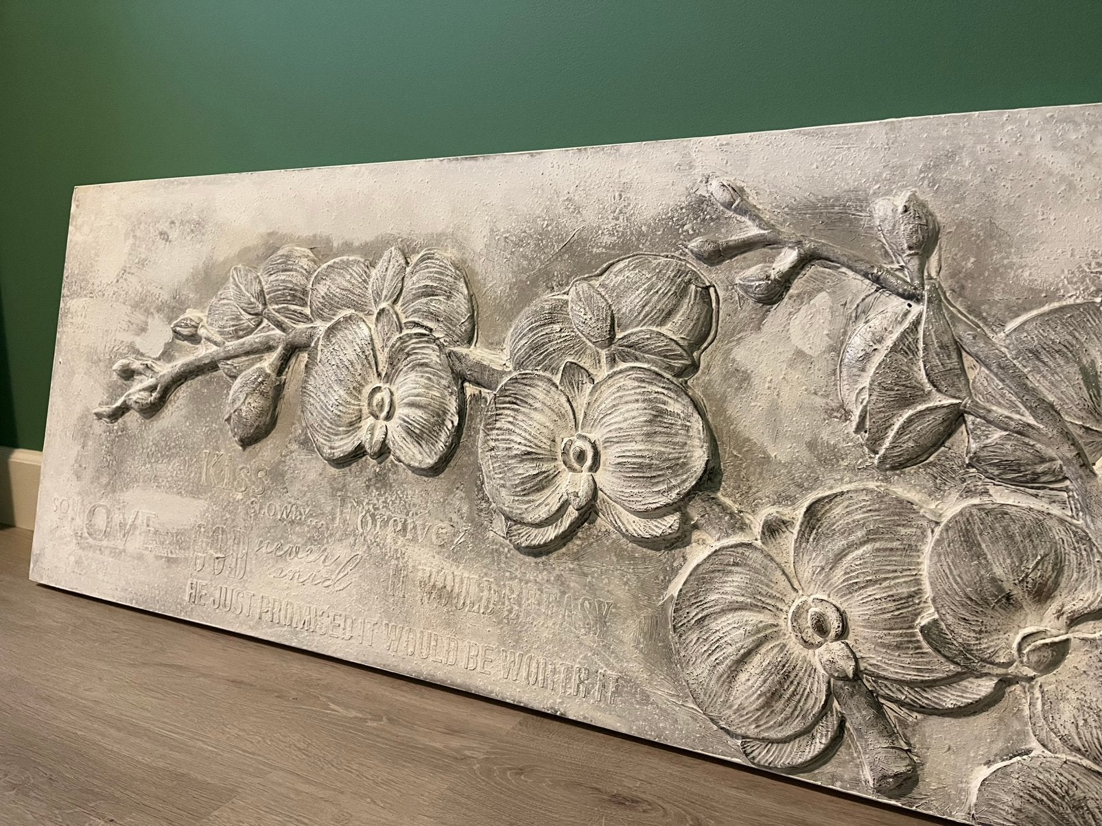 Canvas met reliëf orchideeën, Ophalen, Zo goed als nieuw