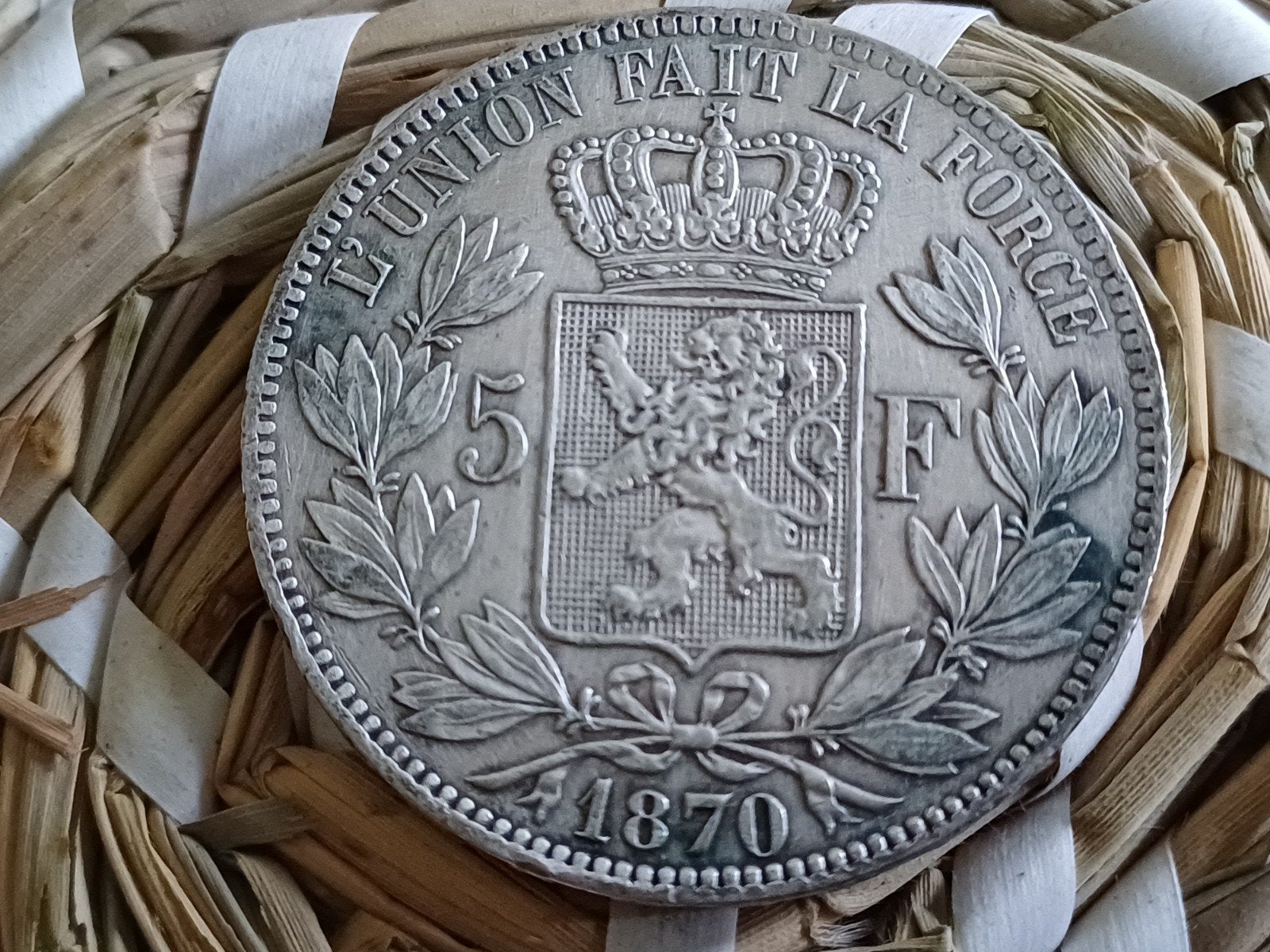 BELGIQUE 5 FRANCS 1870 LEOPOLD 2, Enlèvement ou Envoi, Monnaie en vrac, Argent, Argent