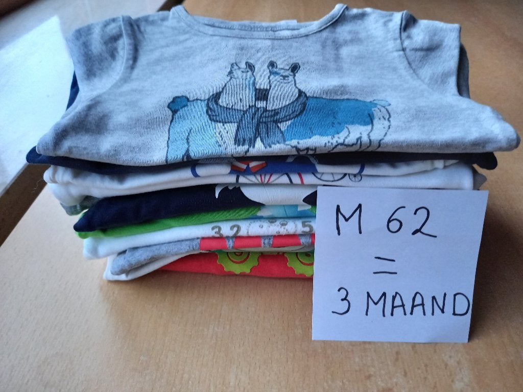Nieuwstaat, pakket longsleeves maat 62 - 3 maanden jongens, JBC, Ophalen of Verzenden, Zo goed als nieuw, Jongetje