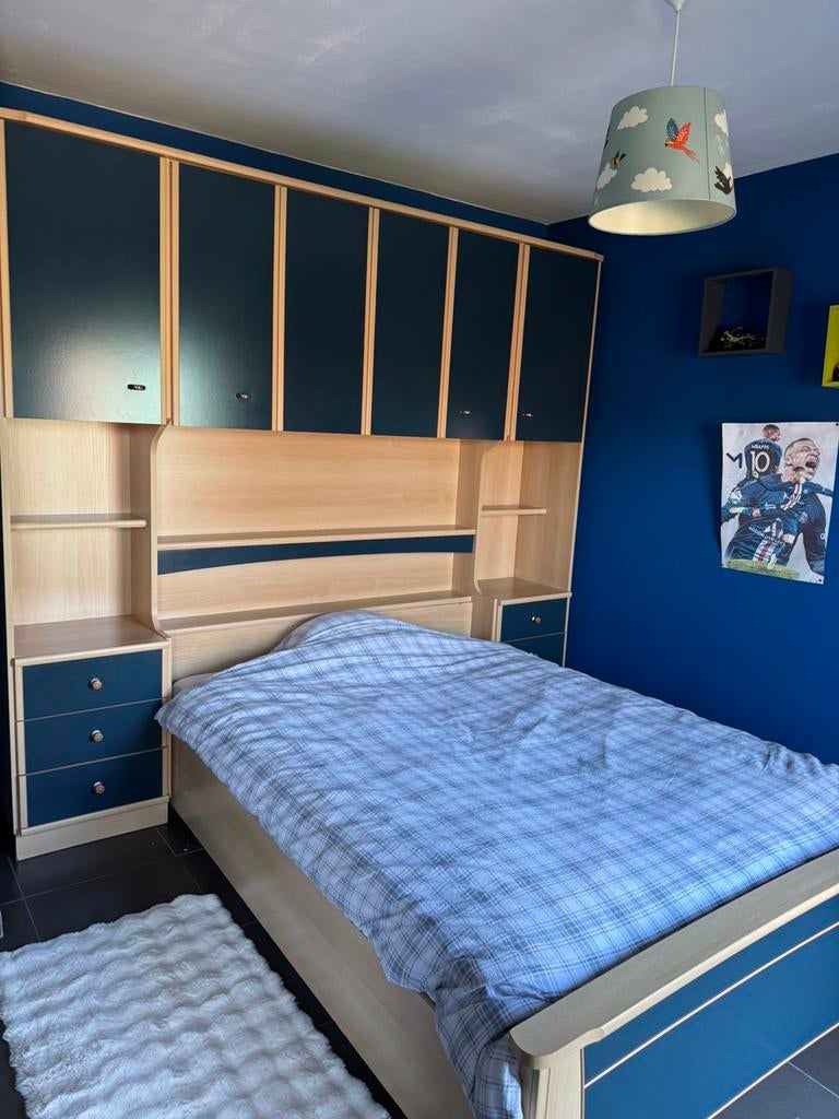 Kamer & bed MET lattenbodem, zonder matras, Huis en Inrichting, Slaapkamer | Complete slaapkamers, Ophalen, Gebruikt, Twijfelaar