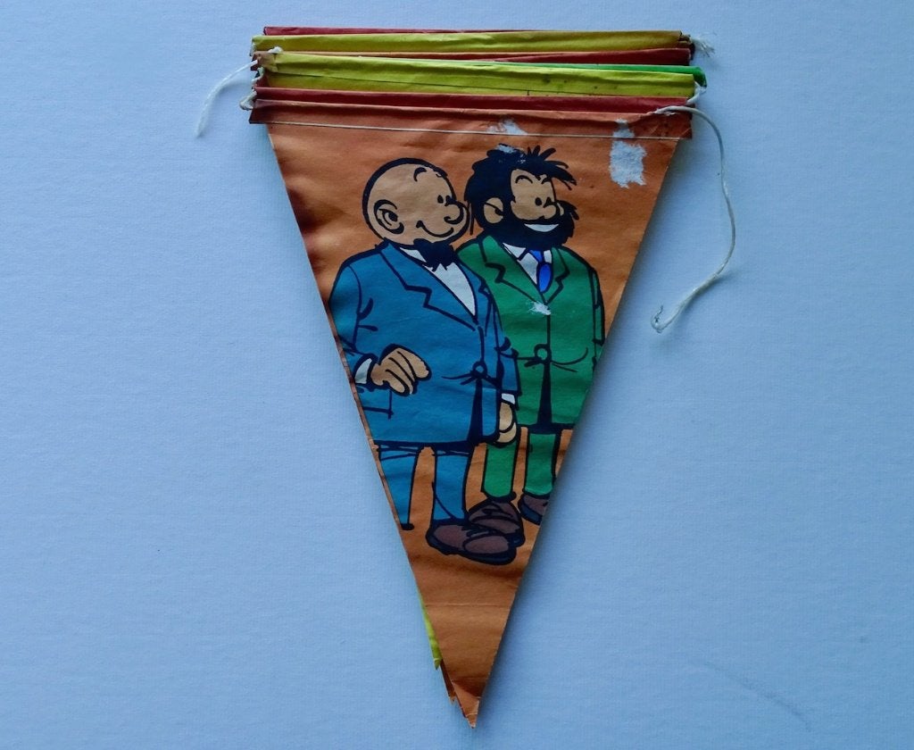 Oude reclameslinger van Dupuis met vlaggen, Boeken, Eén stripboek, Ophalen, Gelezen