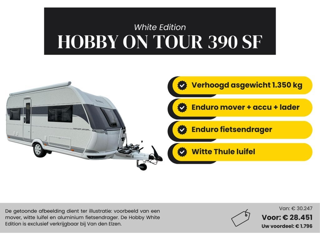 Hobby On Tour 390 SF, Jusqu'à 4, Hobby, 750 - 1000 kg, Poêle
