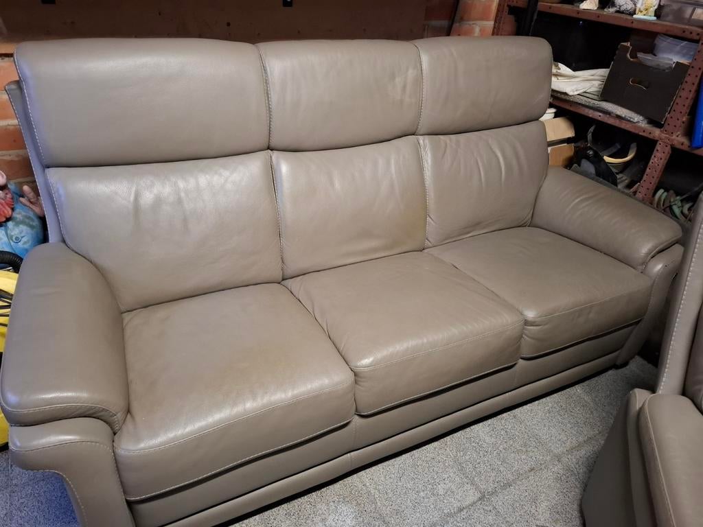 Lederen salon beige/ grijs, Ophalen