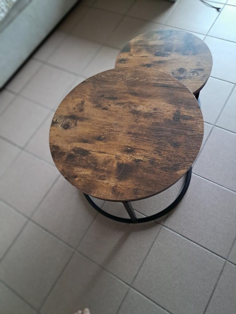 2 industriële salontafels prijs was 95€, Huis en Inrichting, Tafels | Salontafels, Ophalen
