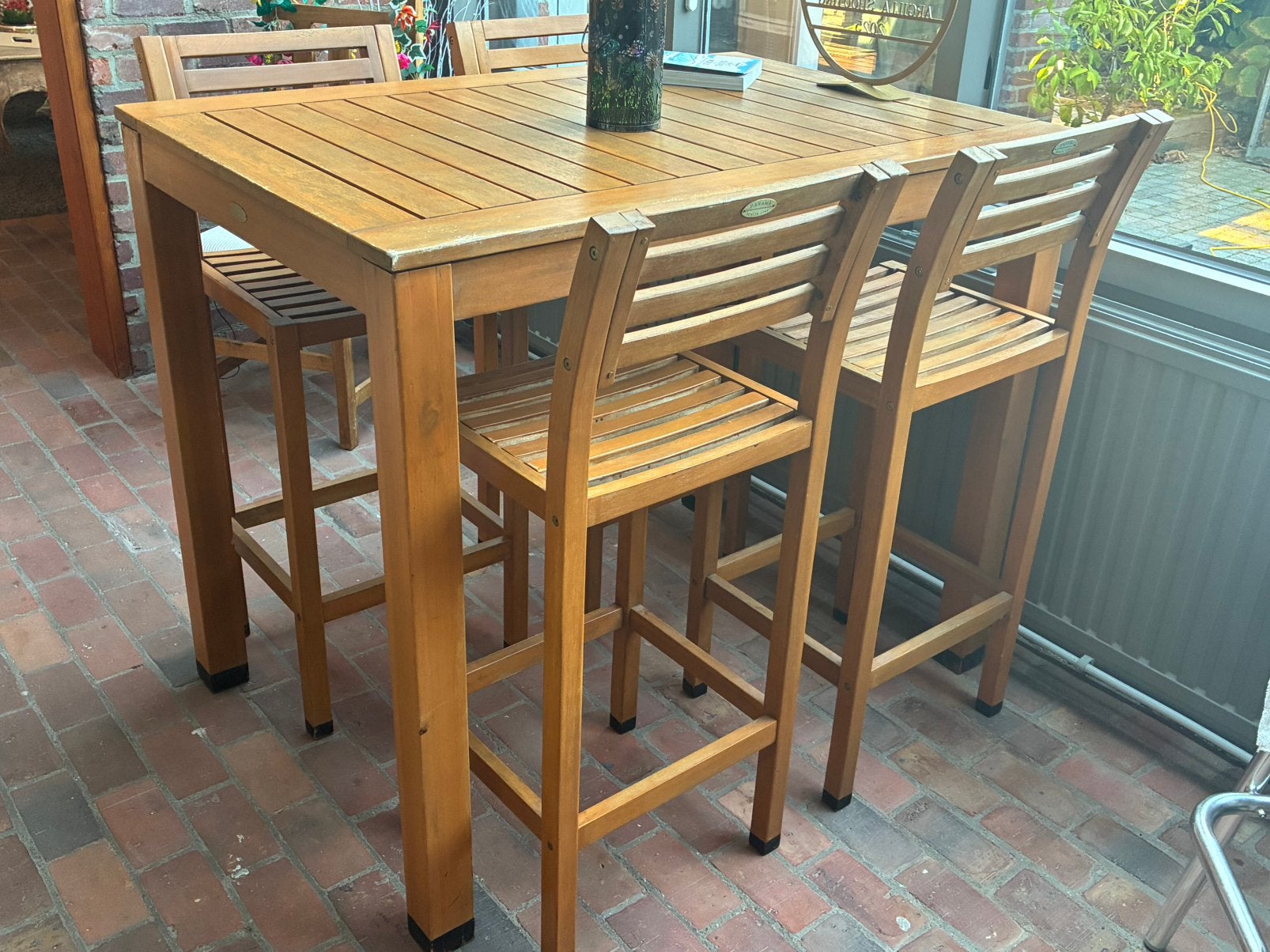 Bartafel met 4 stoelen, Ophalen, Gebruikt, Inclusief barstoelen